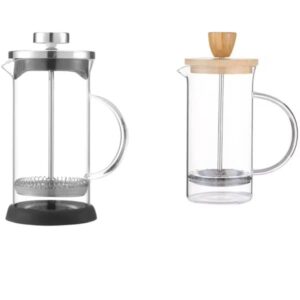 French Press Coffee Pot 1Pcs Sturdy Glass Wood Press cover-min
