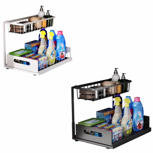 Slide Out Under Sink Storage Sturdy Organiser cover-min