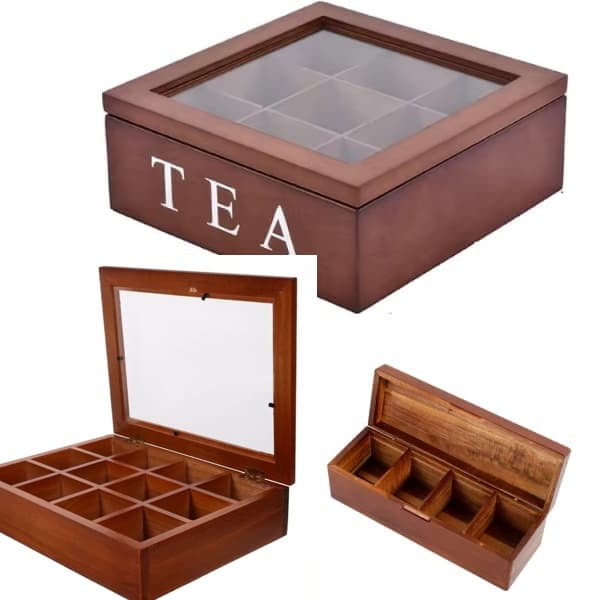 Tea Organiser Box 1Pcs Sturdy Tea Wooden Box cover
