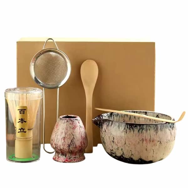 Traditional Matcha Tea Set pink Matcha tea set with accessories included
